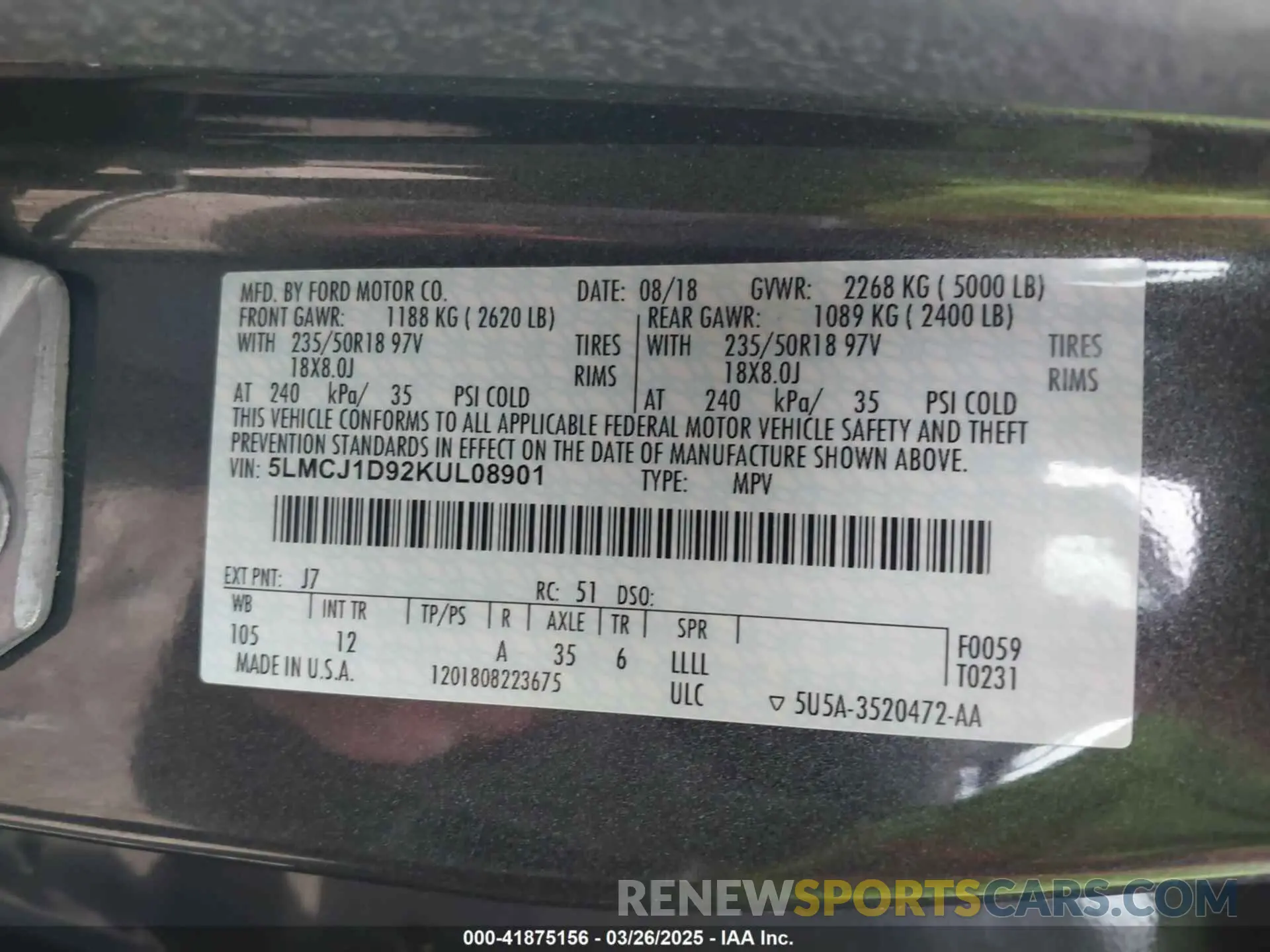 9 Фотография поврежденного автомобиля 5LMCJ1D92KUL08901 LINCOLN MKC 2019
