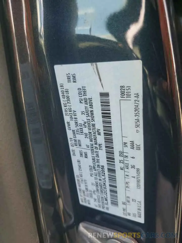13 Photograph of a damaged car 5LMCJ2C93KUL52056 LINCOLN MKC 2019