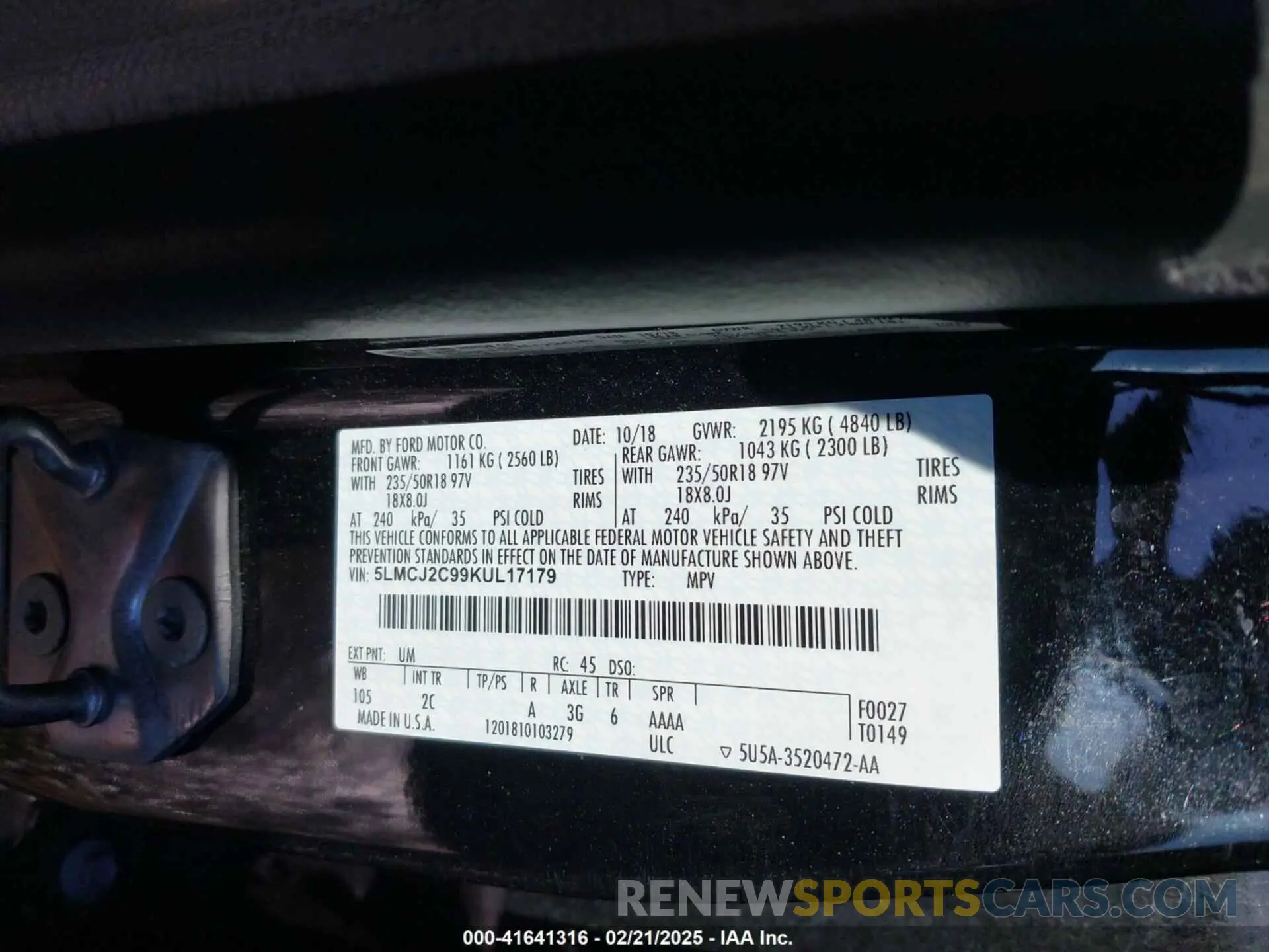 9 Фотография поврежденного автомобиля 5LMCJ2C99KUL17179 LINCOLN MKC 2019