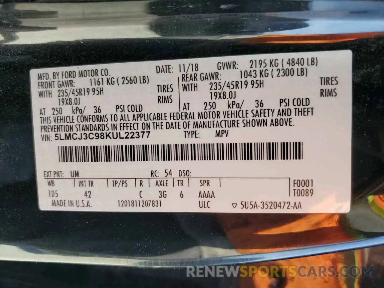 14 Фотография поврежденного автомобиля 5LMCJ3C98KUL22377 LINCOLN MKC 2019