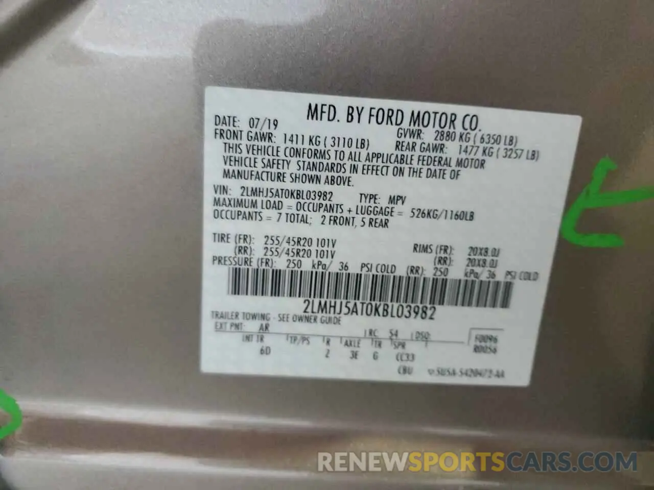 13 Фотография поврежденного автомобиля 2LMHJ5AT0KBL03982 LINCOLN MKT 2019