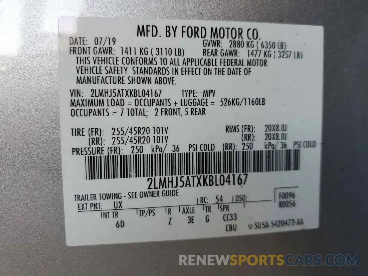 13 Photograph of a damaged car 2LMHJ5ATXKBL04167 LINCOLN MKT 2019