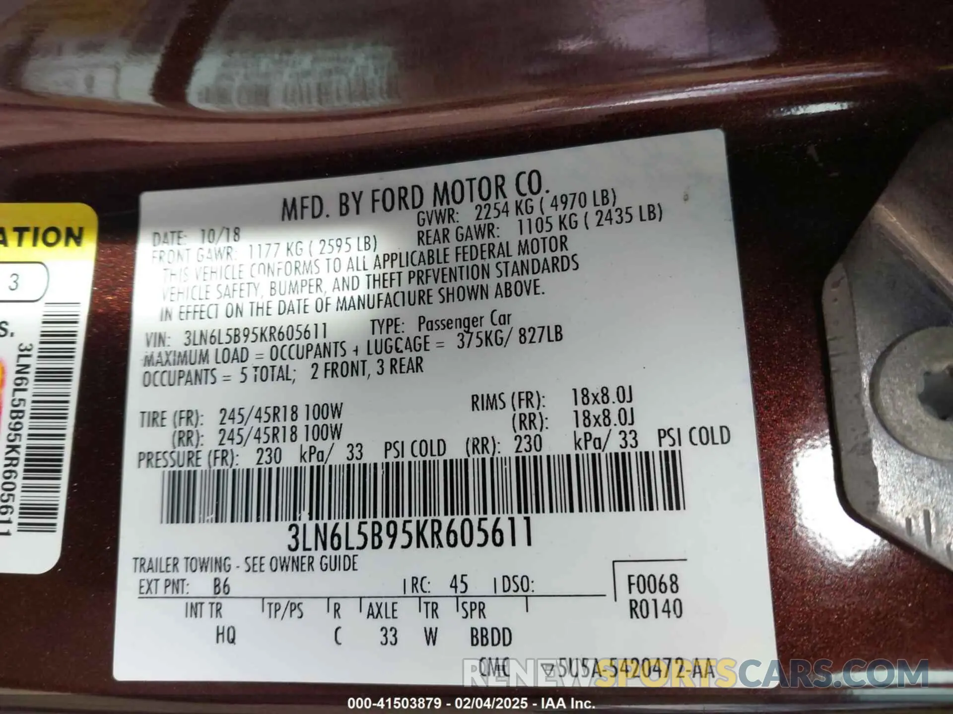 9 Фотография поврежденного автомобиля 3LN6L5B95KR605611 LINCOLN MKZ 2019