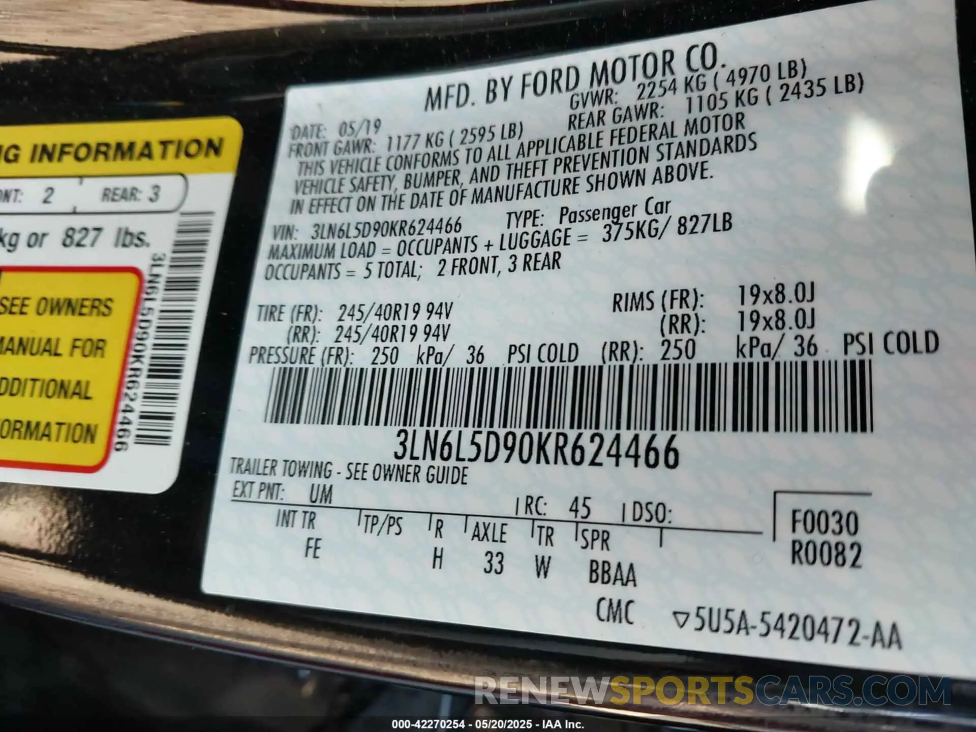 9 Фотография поврежденного автомобиля 3LN6L5D90KR624466 LINCOLN MKZ 2019