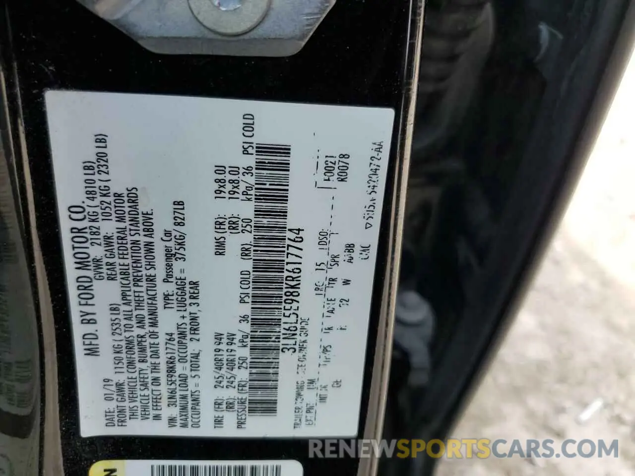 12 Photograph of a damaged car 3LN6L5E98KR617764 LINCOLN MKZ 2019