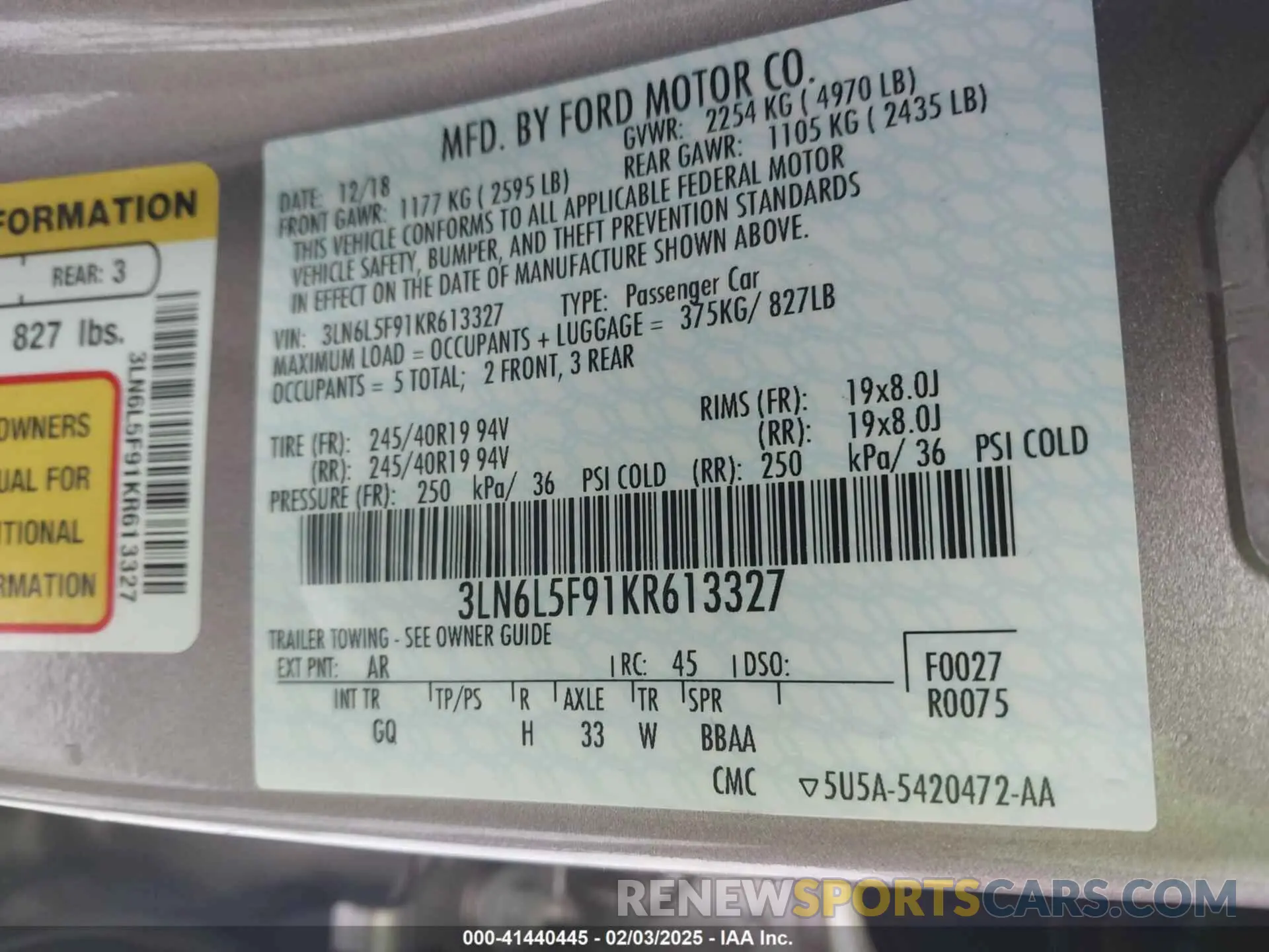 9 Фотография поврежденного автомобиля 3LN6L5F91KR613327 LINCOLN MKZ 2019