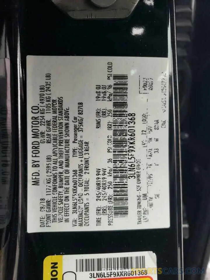 12 Фотография поврежденного автомобиля 3LN6L5F9XKR601368 LINCOLN MKZ 2019