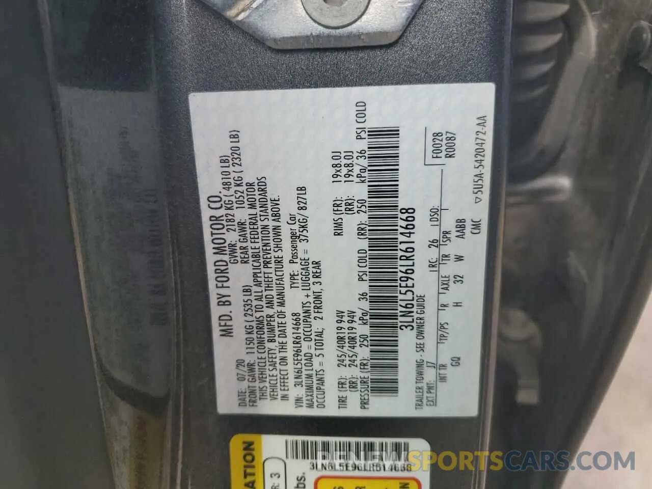12 Фотография поврежденного автомобиля 3LN6L5E96LR614668 LINCOLN MKZ 2020