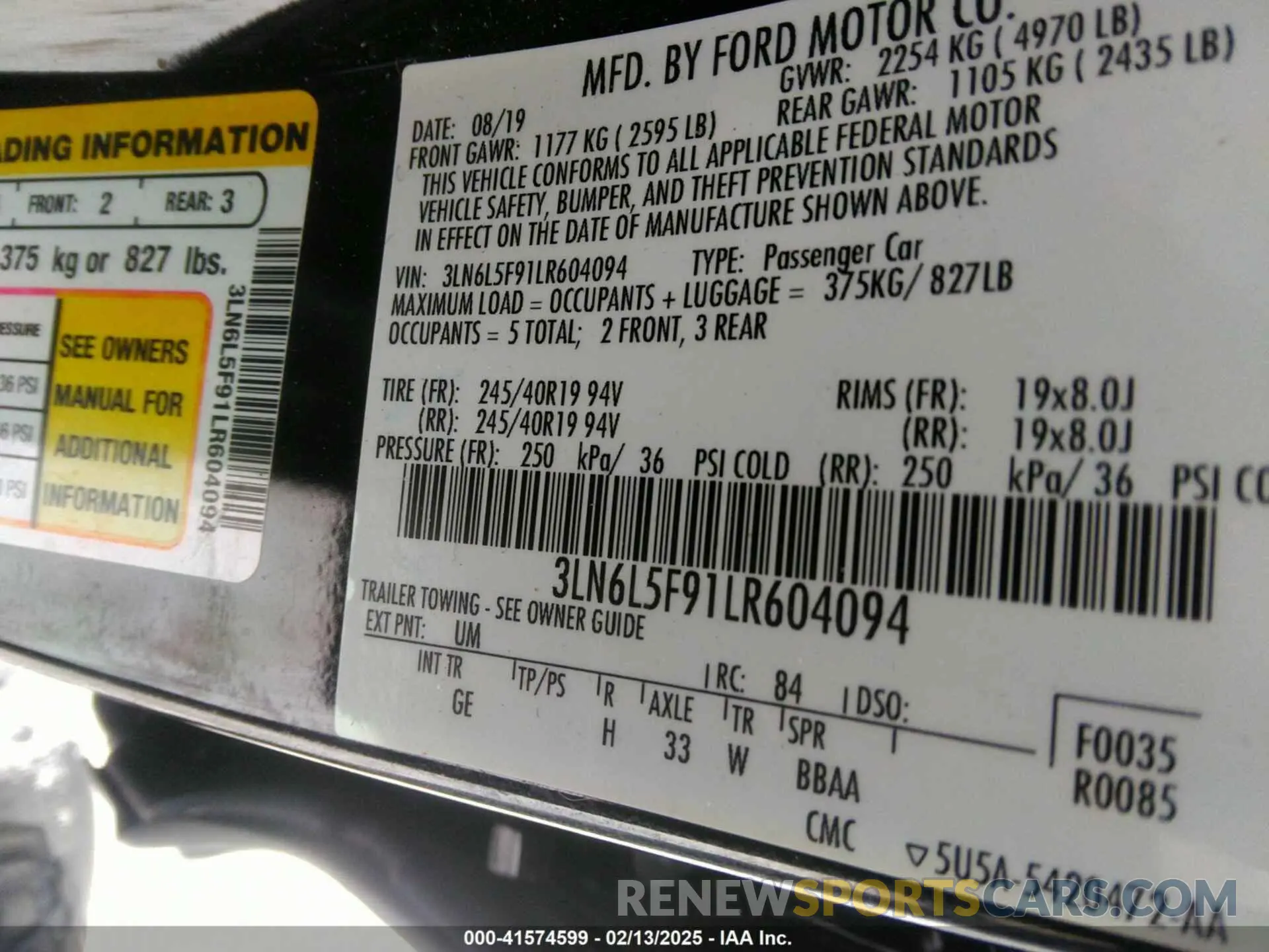 9 Photograph of a damaged car 3LN6L5F91LR604094 LINCOLN MKZ 2020