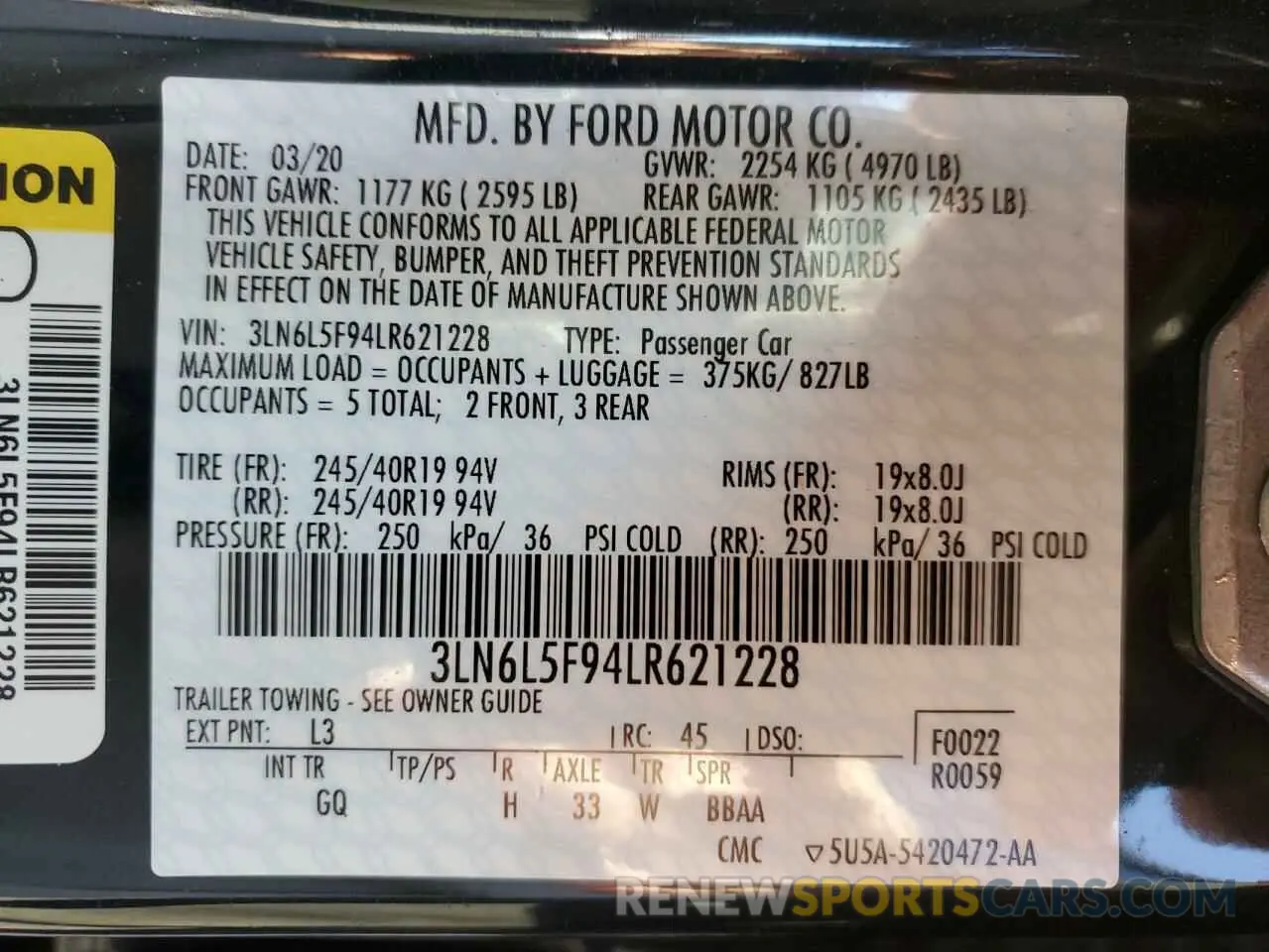 13 Фотография поврежденного автомобиля 3LN6L5F94LR621228 LINCOLN MKZ 2020