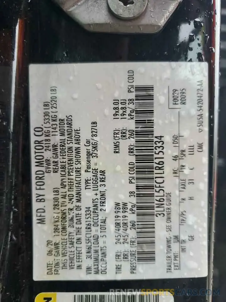 12 Фотография поврежденного автомобиля 3LN6L5FC1LR615334 LINCOLN MKZ 2020