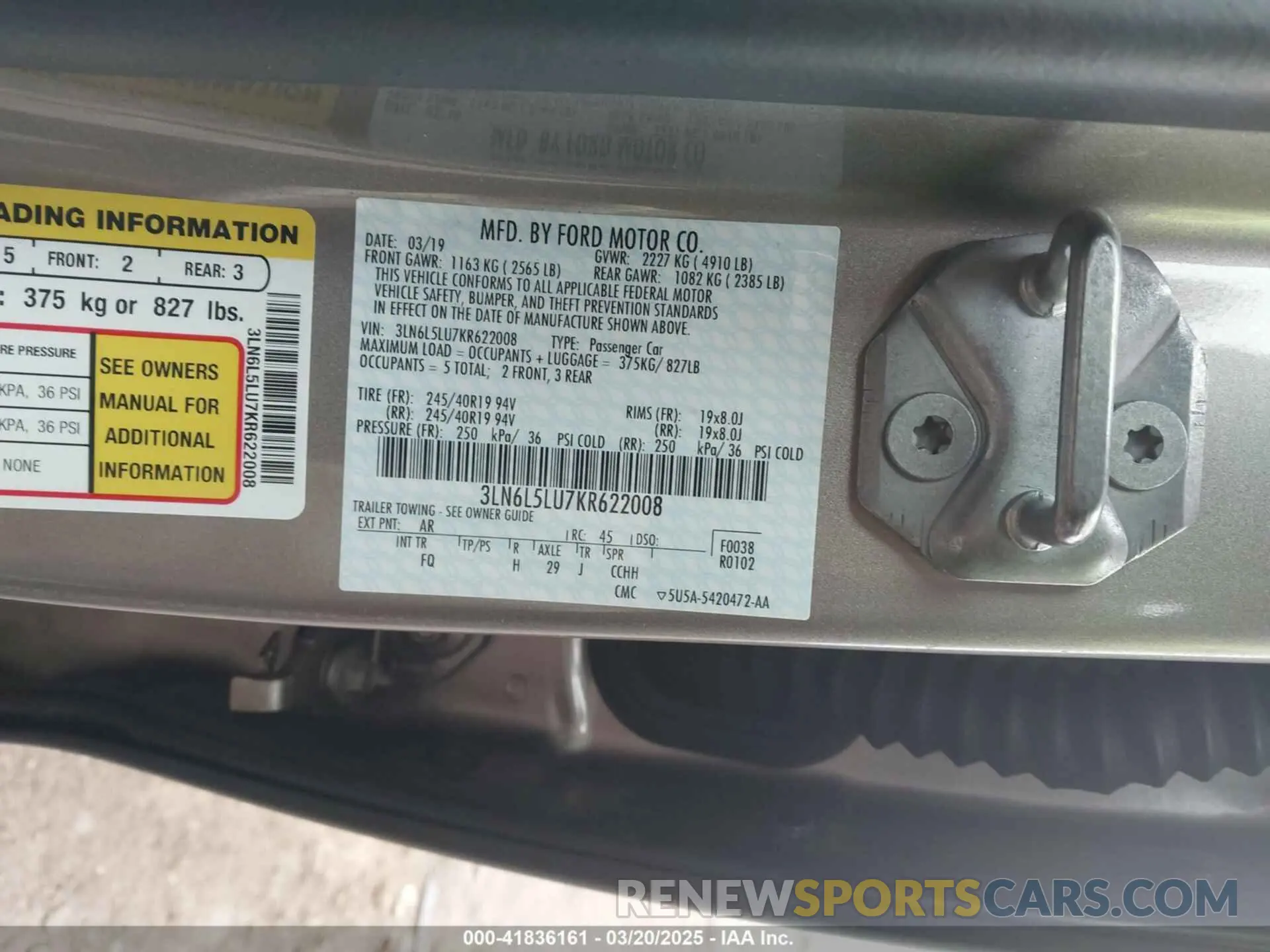 9 Фотография поврежденного автомобиля 3LN6L5LU7KR622008 LINCOLN MKZ HYBRID 2019