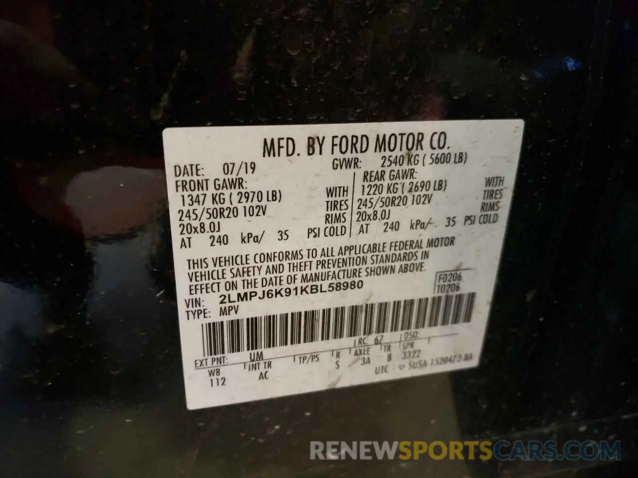 13 Photograph of a damaged car 2LMPJ6K91KBL58980 LINCOLN NAUTILUS 2019