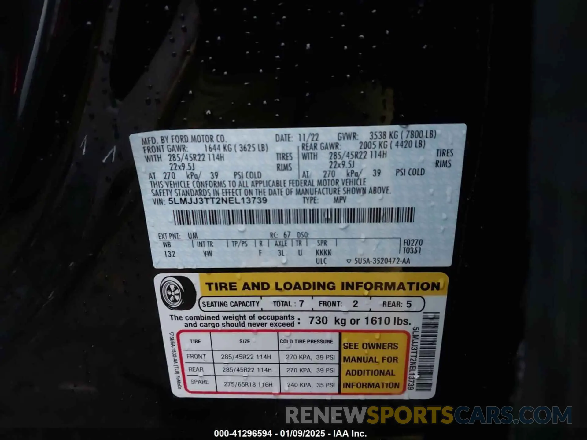 9 Photograph of a damaged car 5LMJJ3TT2NEL13739 LINCOLN NAVIGATOR 2022