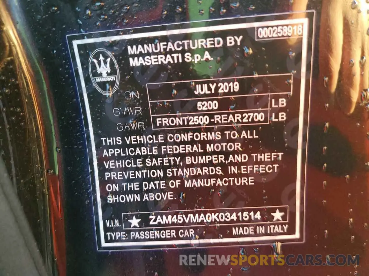 12 Фотография поврежденного автомобиля ZAM45VMA0K0341514 MASERATI ALL MODELS 2019