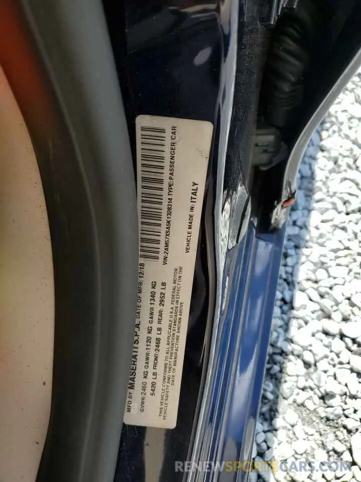 12 Photograph of a damaged car ZAM57XSA5K1328314 MASERATI ALL MODELS 2019
