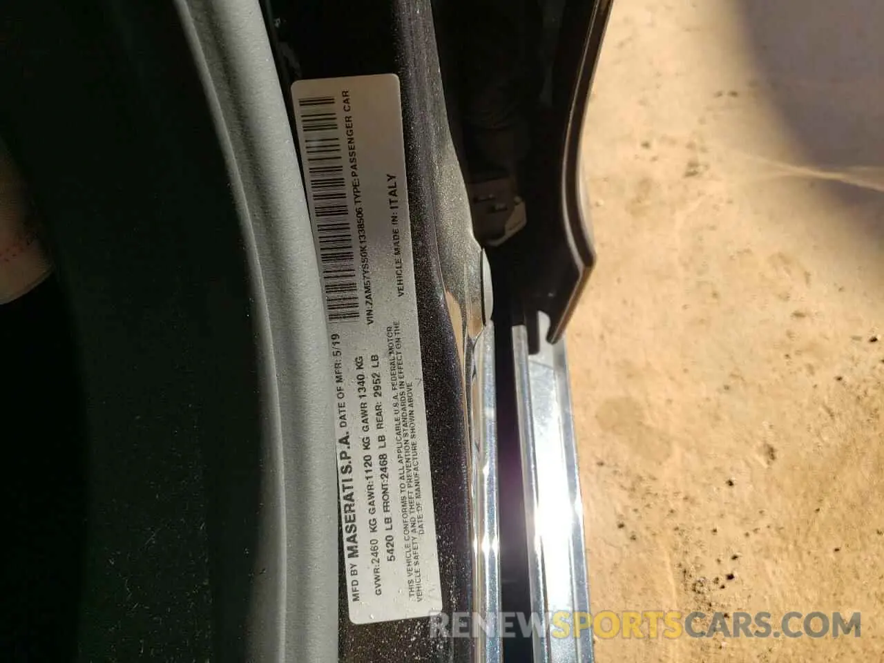 10 Фотография поврежденного автомобиля ZAM57YSS0K1338506 MASERATI ALL MODELS 2019