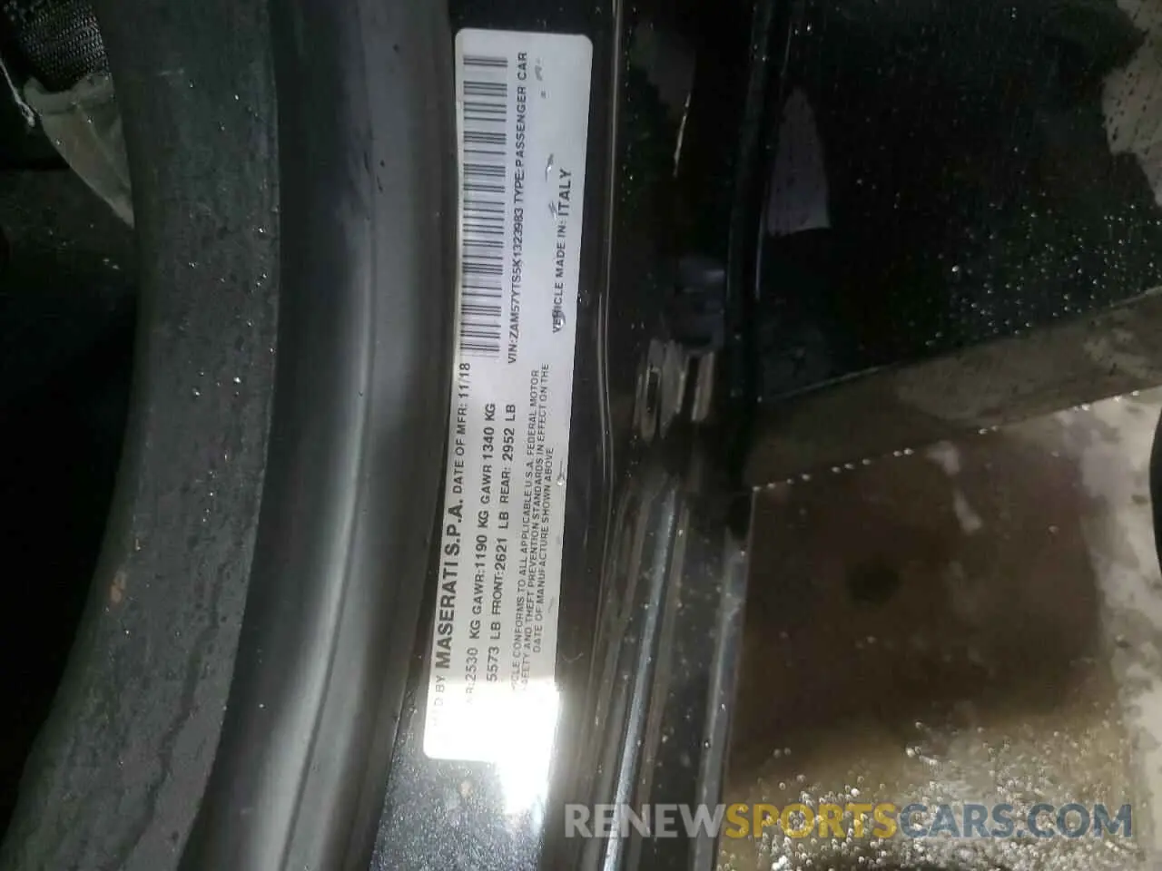 12 Photograph of a damaged car ZAM57YTS5K1323983 MASERATI ALL MODELS 2019