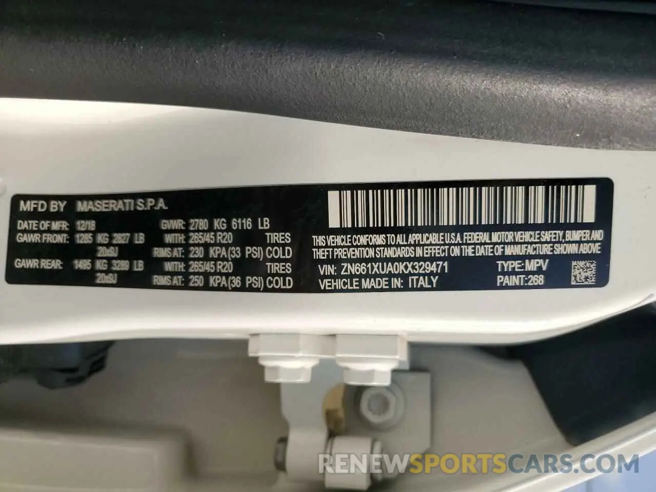 13 Фотография поврежденного автомобиля ZN661XUA0KX329471 MASERATI ALL MODELS 2019