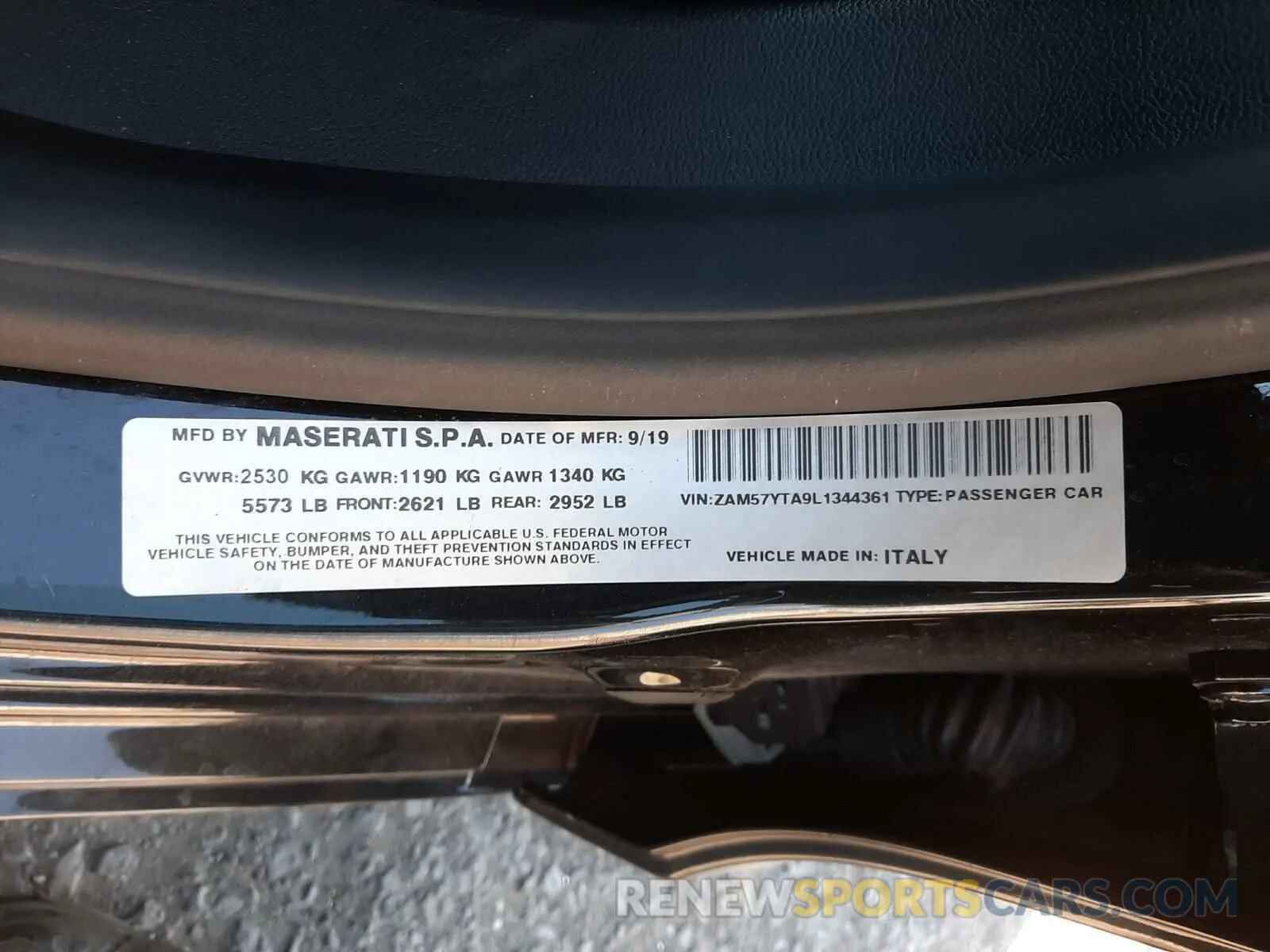 10 Photograph of a damaged car ZAM57YTA9L1344361 MASERATI ALL MODELS 2020