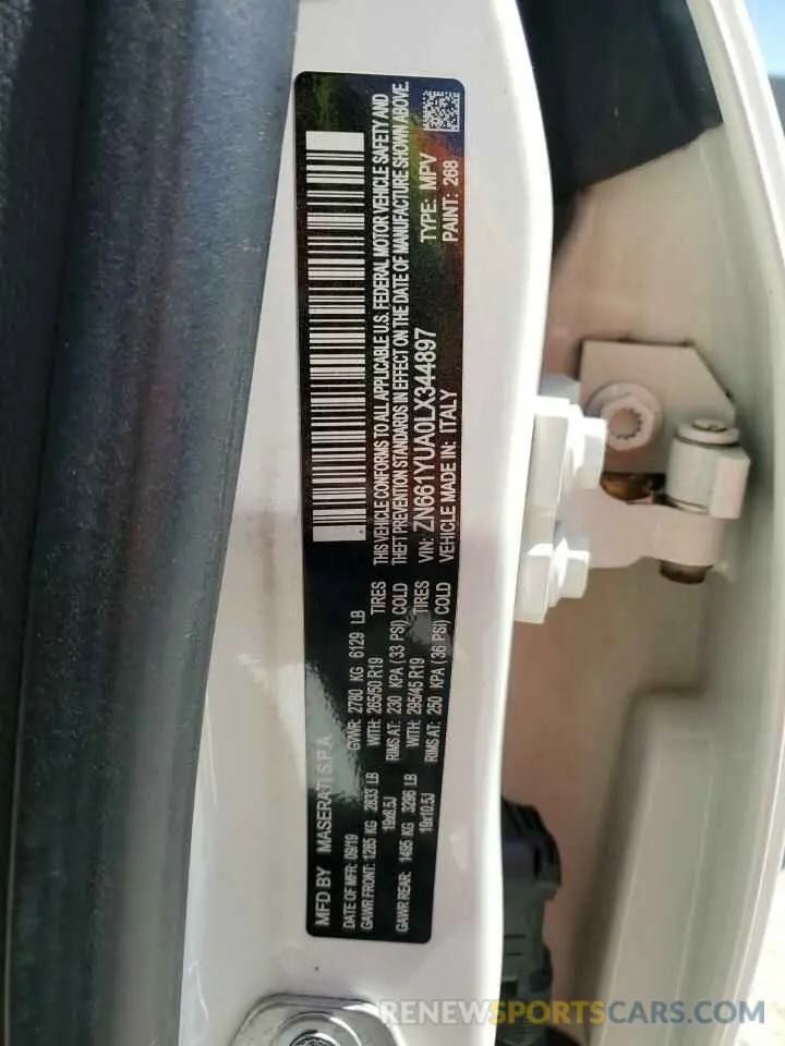 13 Фотография поврежденного автомобиля ZN661YUA0LX344897 MASERATI ALL MODELS 2020