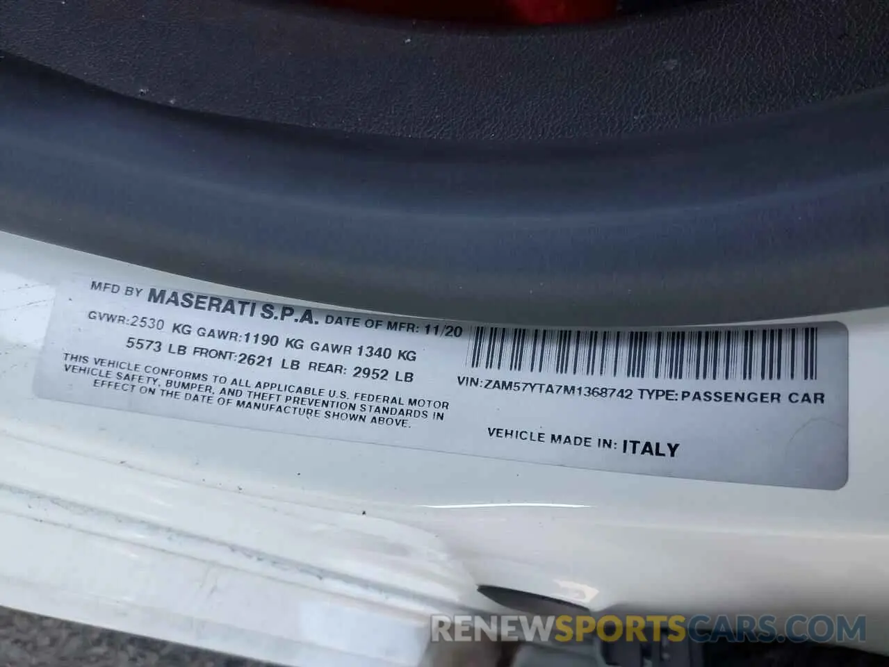12 Photograph of a damaged car ZAM57YTA7M1368742 MASERATI ALL MODELS 2021