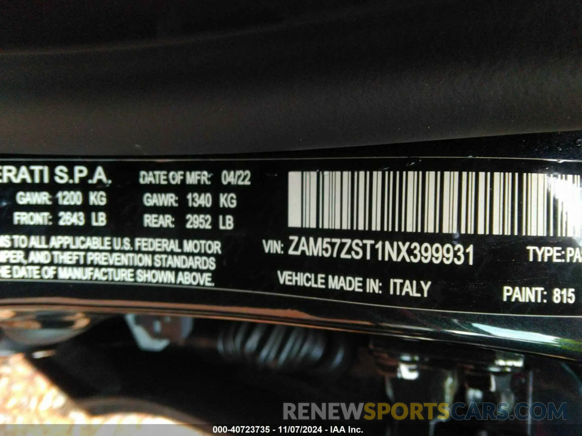 9 Photograph of a damaged car ZAM57ZST1NX399931 MASERATI GHIBLI 2022