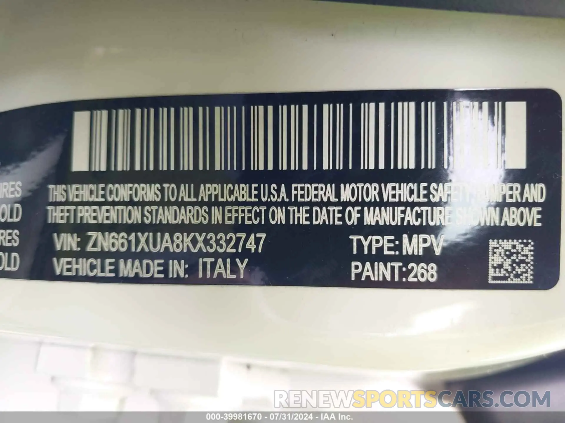 9 Photograph of a damaged car ZN661XUA8KX332747 MASERATI LEVANTE 2019