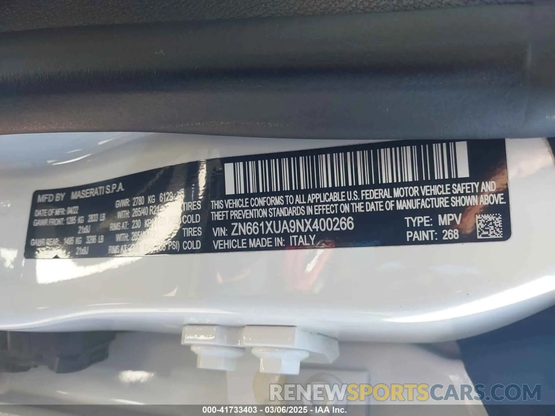 9 Фотография поврежденного автомобиля ZN661XUA9NX400266 MASERATI LEVANTE 2022