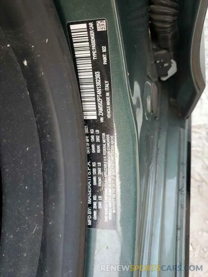 13 Фотография поврежденного автомобиля ZAM56ZPT4N1382393 MASERATI QUATTROPOR 2022