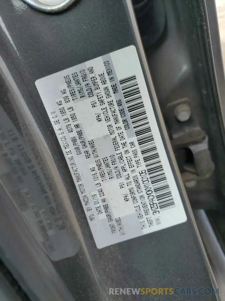 12 Фотография поврежденного автомобиля 3MZBPACM0KM100105 MAZDA 3 2019