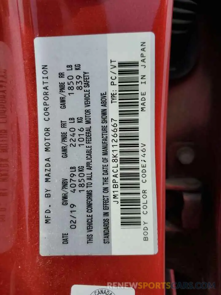 13 Photograph of a damaged car JM1BPACL8K1126667 MAZDA 3 2019