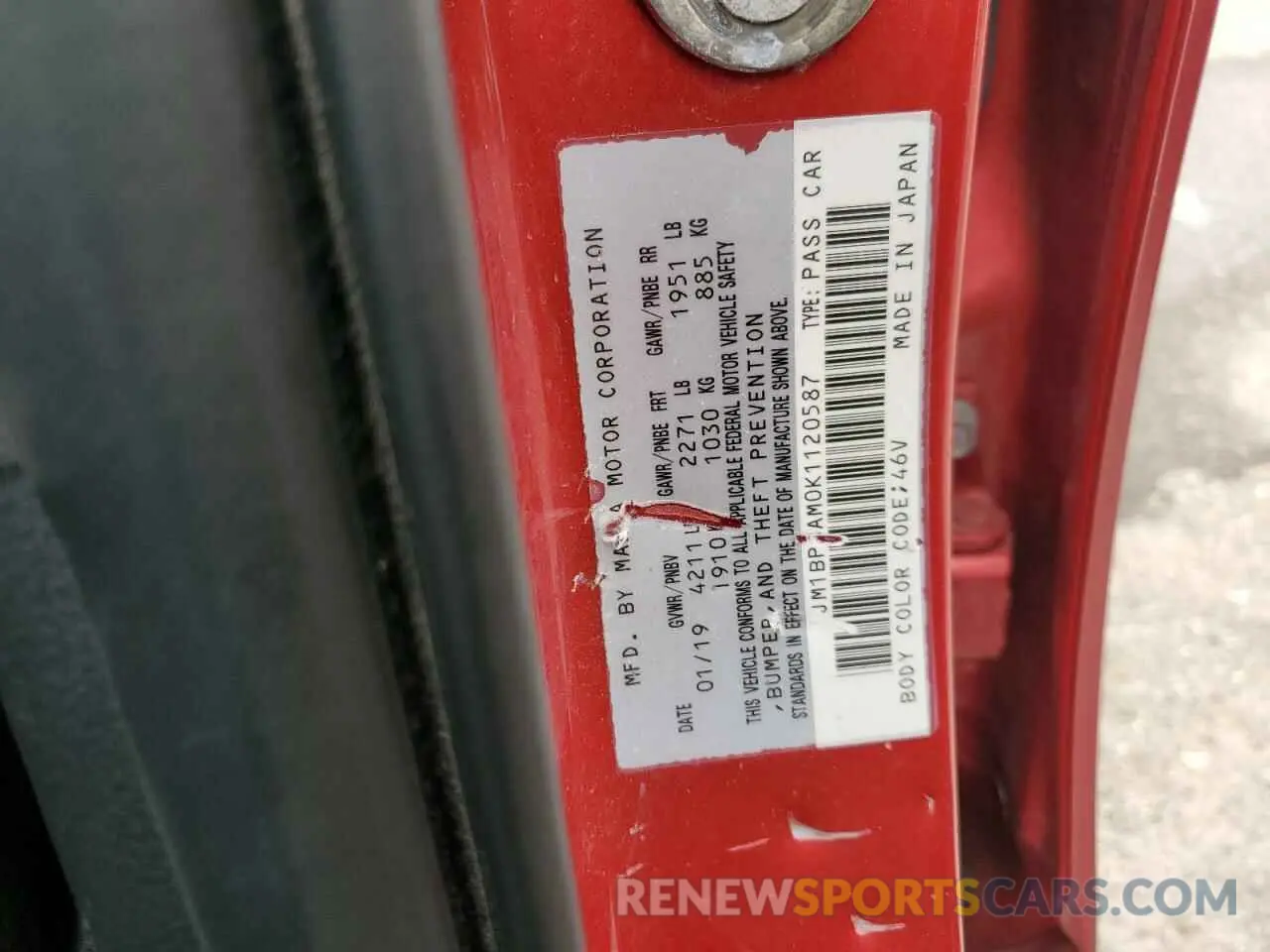 12 Photograph of a damaged car JM1BPBAM0K1120587 MAZDA 3 2019