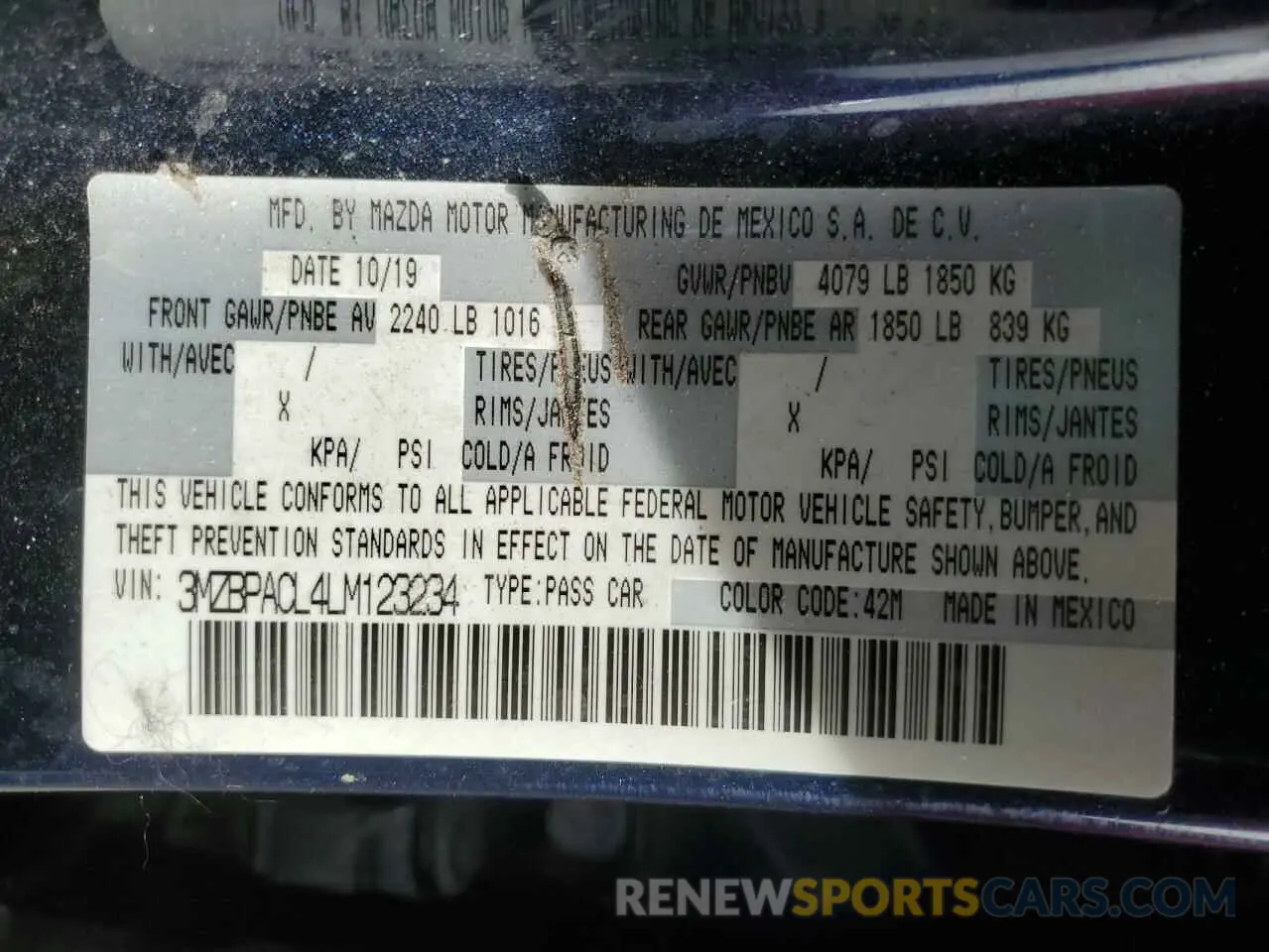 13 Фотография поврежденного автомобиля 3MZBPACL4LM123234 MAZDA 3 2020