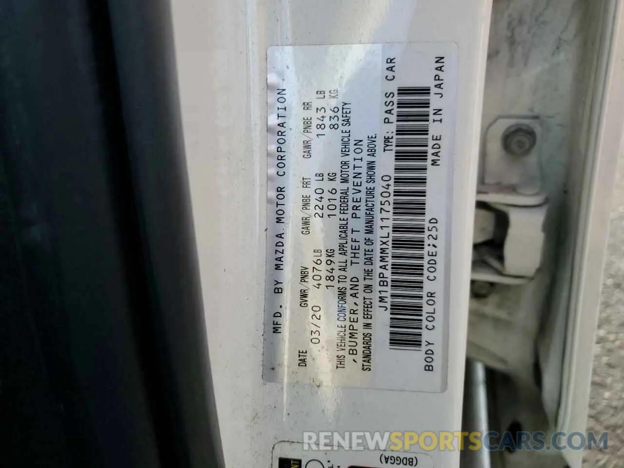 12 Фотография поврежденного автомобиля JM1BPAMMXL1175040 MAZDA 3 2020