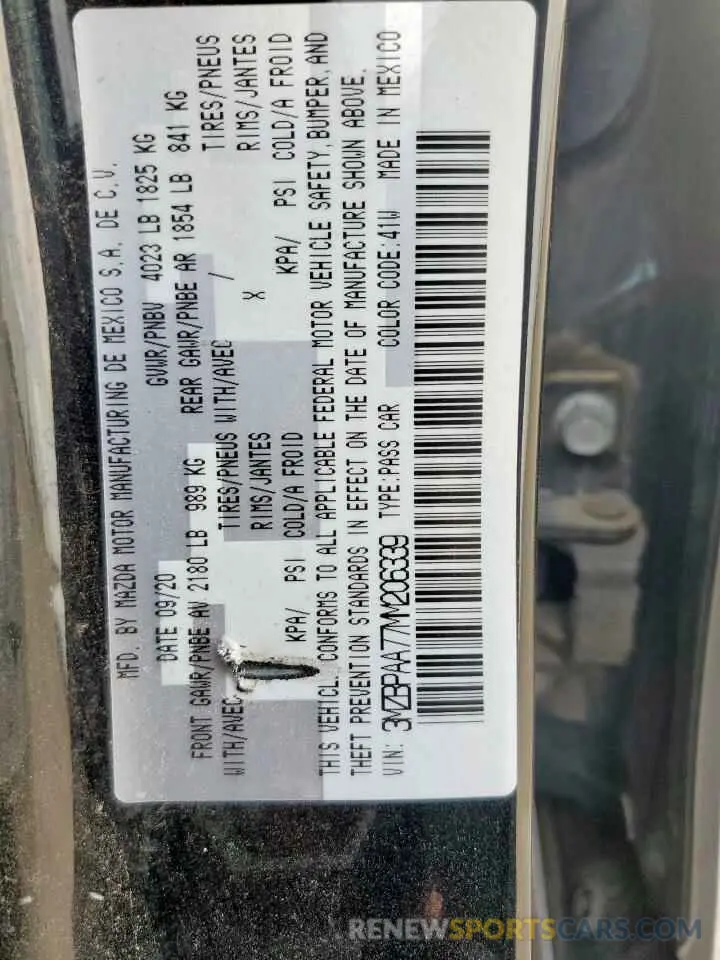12 Фотография поврежденного автомобиля 3MZBPAA77MM206339 MAZDA 3 2021
