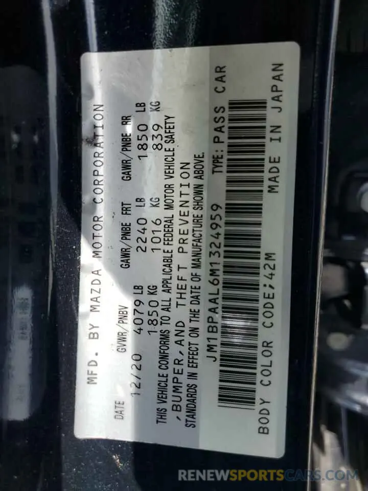14 Фотография поврежденного автомобиля JM1BPAAL6M1324959 MAZDA 3 2021