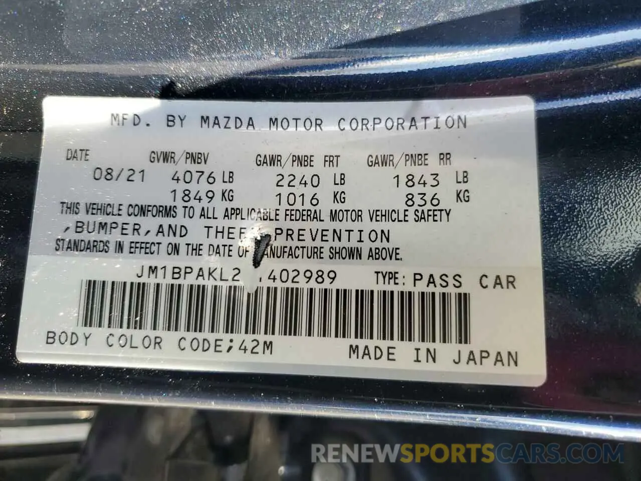 14 Фотография поврежденного автомобиля JM1BPAKL2M1402989 MAZDA 3 2021