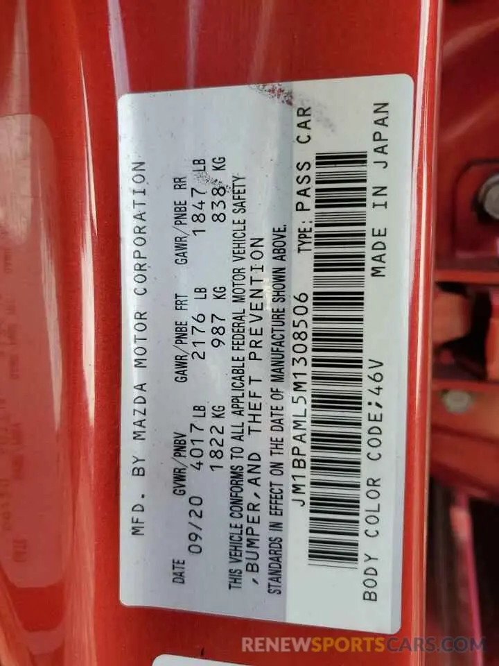 12 Фотография поврежденного автомобиля JM1BPAML5M1308506 MAZDA 3 2021
