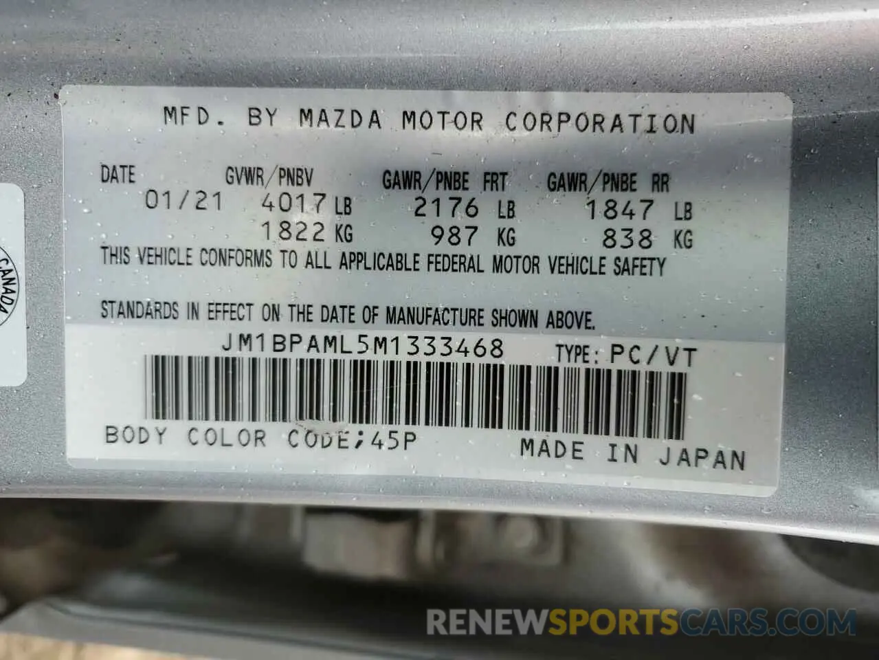 12 Фотография поврежденного автомобиля JM1BPAML5M1333468 MAZDA 3 2021