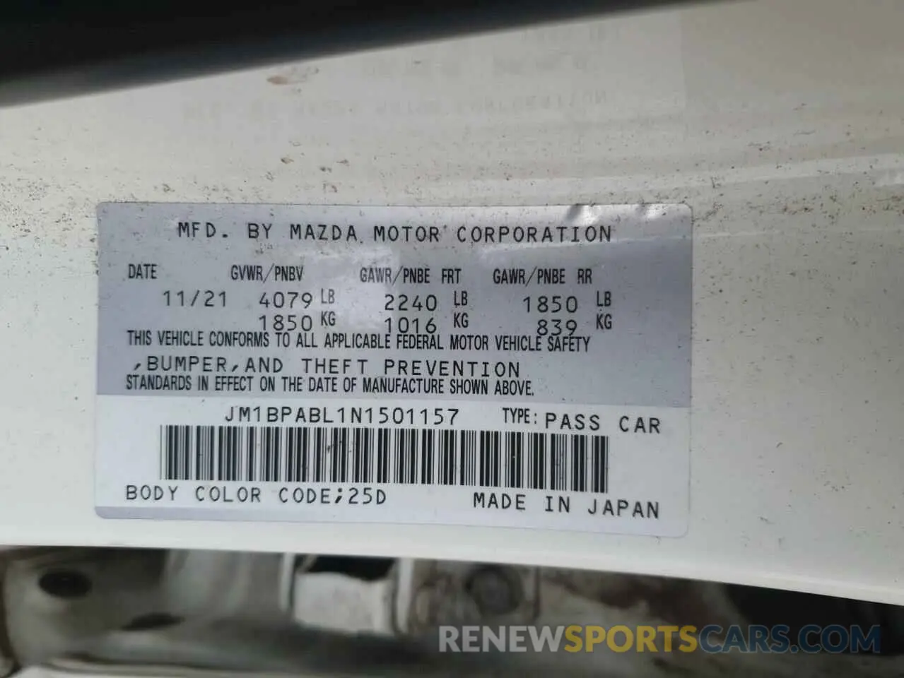 12 Фотография поврежденного автомобиля JM1BPABL1N1501157 MAZDA 3 2022