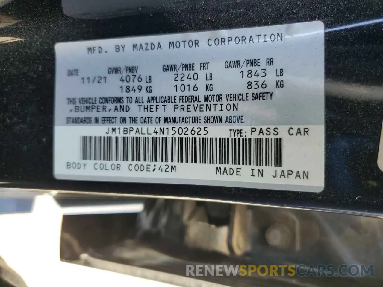12 Photograph of a damaged car JM1BPALL4N1502625 MAZDA 3 2022