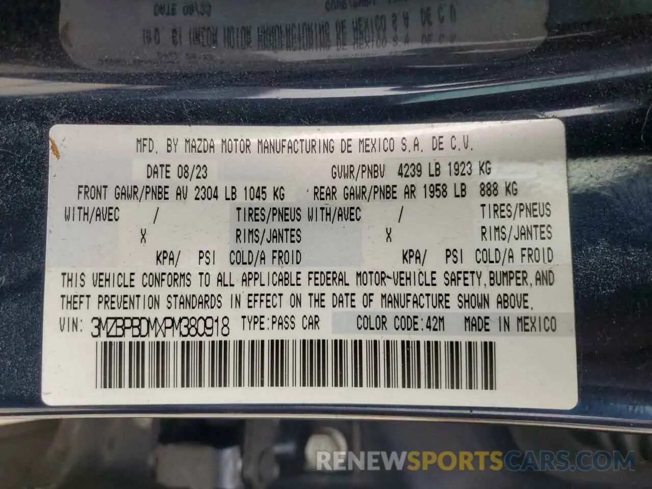 13 Фотография поврежденного автомобиля 3MZBPBDMXPM380918 MAZDA 3 2023