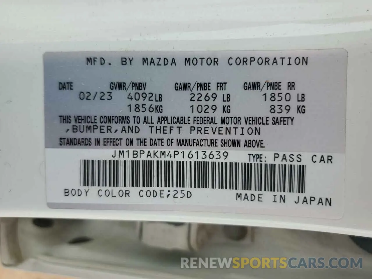 12 Фотография поврежденного автомобиля JM1BPAKM4P1613639 MAZDA 3 2023