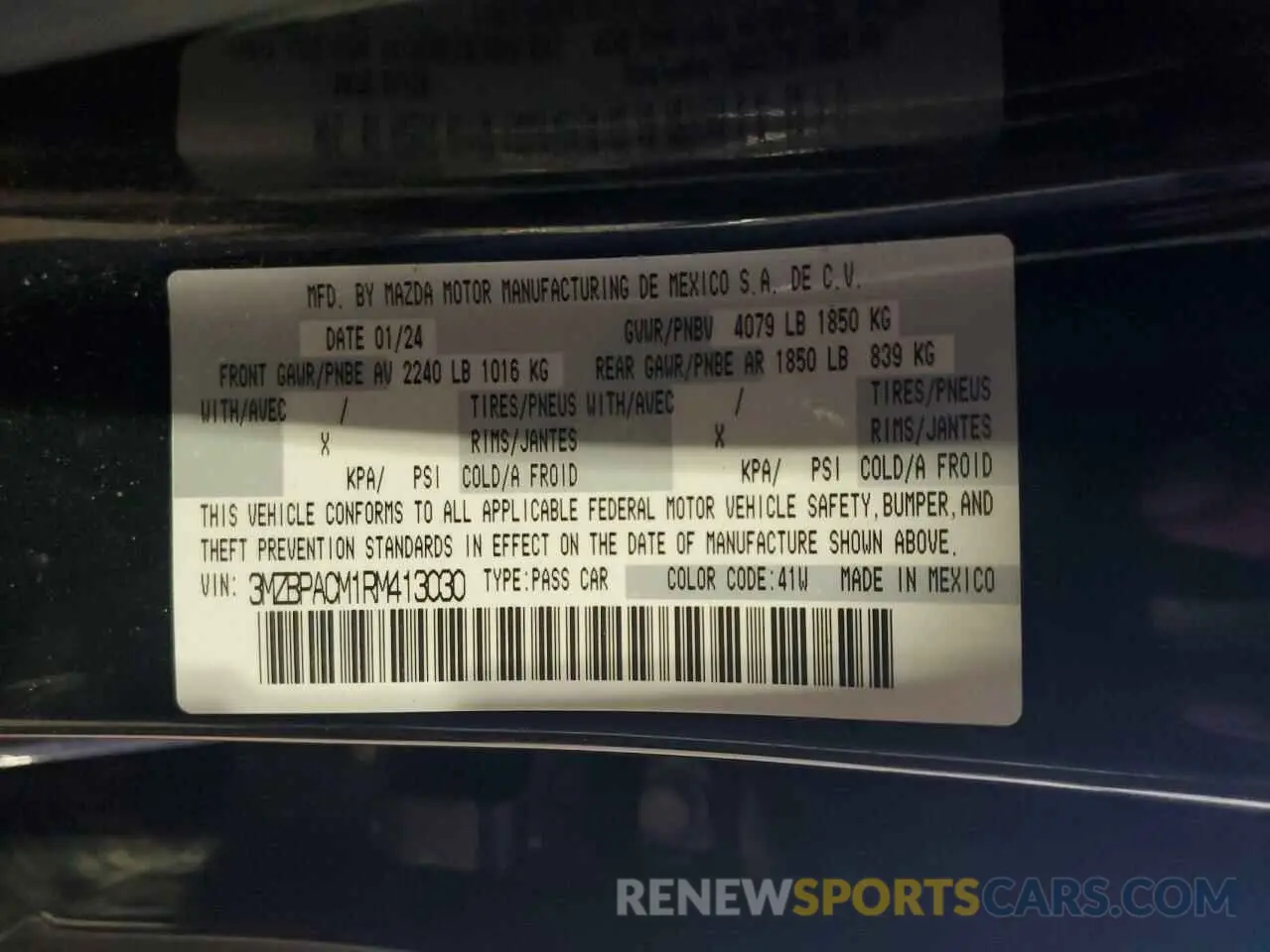 13 Фотография поврежденного автомобиля 3MZBPACM1RM413030 MAZDA 3 2024