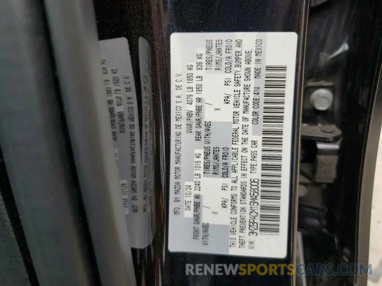 12 Photograph of a damaged car 3MZBPACM1SM458006 MAZDA 3 2025