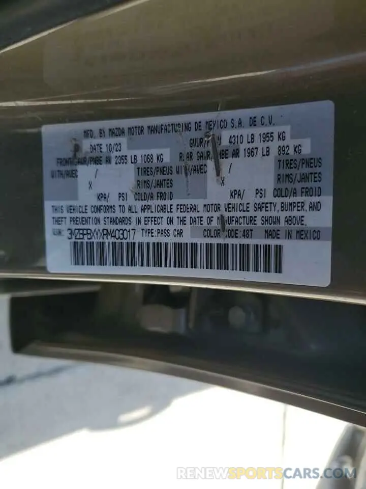 12 Фотография поврежденного автомобиля 3MZBPBXYXRM403017 MAZDA 3 CARBON T 2024