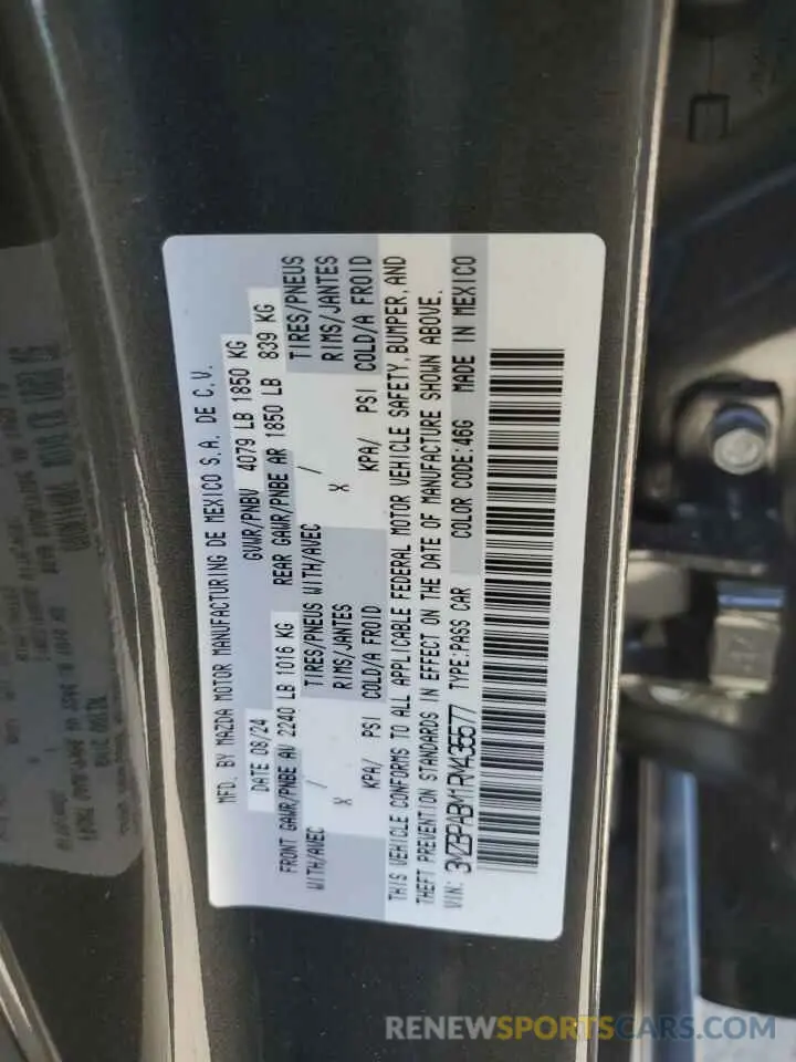 12 Фотография поврежденного автомобиля 3MZBPABM1RM435577 MAZDA 3 SELECT S 2024