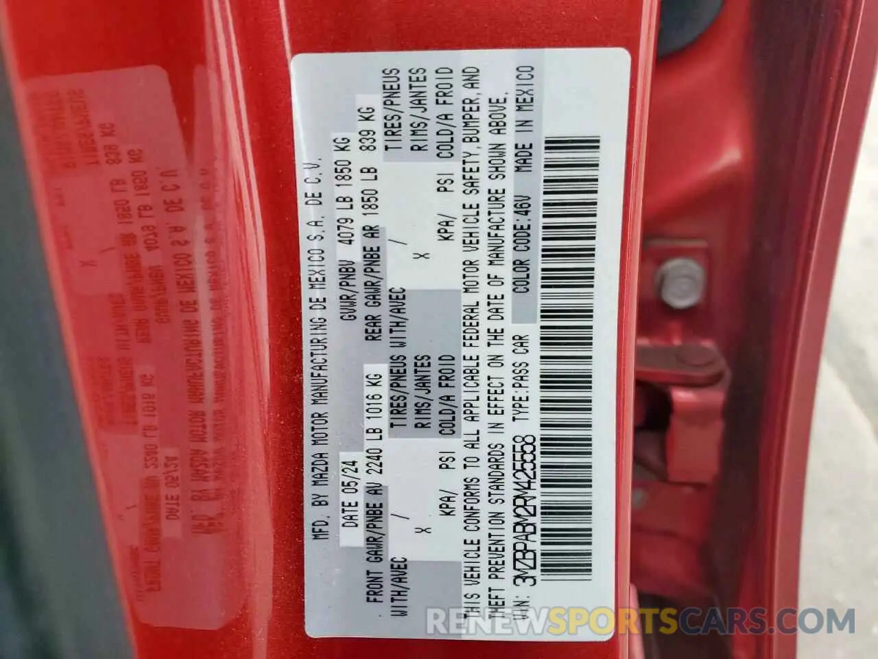 13 Photograph of a damaged car 3MZBPABM2RM425558 MAZDA 3 SELECT S 2024
