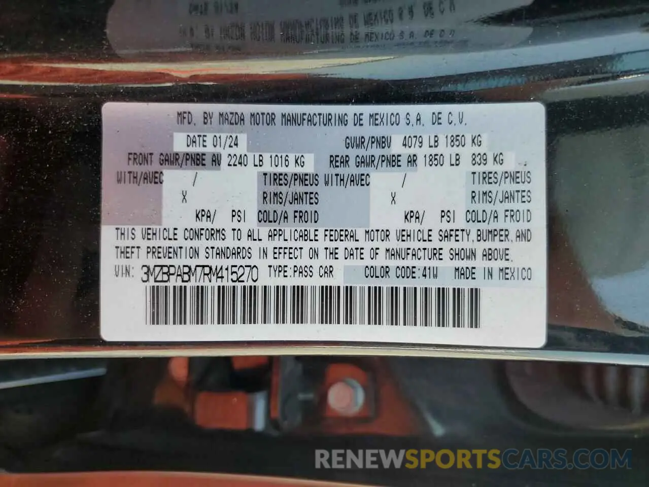 12 Фотография поврежденного автомобиля 3MZBPABM7RM415270 MAZDA 3 SELECT S 2024